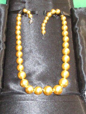 PEARLFECTION SOUTH SEA LAB PEARL NECKKLACE 20 INCHES NEW IN POUCH/TAGS/BOX